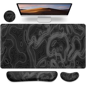 Gimars 3 in1 Mouse Pad and Keyboard Wrist Rest Set, 800x300mm Large Memory Foam Mouse Pad Wrist Supports for Typing Pain Relief, Wrist Rests for Gaming Desk Office Home, Topographic Map Gimars 3 in1 Mouse Pad and Keyboard Wrist Rest Set, 800x300mm Large Memory Foam Mouse Pad Wrist Supports for Typing Pain Relief, Wrist Rests for Gaming Desk Office Home, Topographic Map
