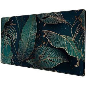 LuckyCow Desk Pad, Green Gold Palm Leaves Extended Gaming Mouse Pad Cute Large Desk Mat, Non-Slip Rubber Base Mousepad with Stitched Edges, Keyboard Mouse Mat Desk Pad for Game Office Home 31.5x15.75 in LuckyCow Desk Pad, Green Gold Palm Leaves Extended Gaming Mouse Pad Cute Large Desk Mat, Non-Slip Rubber Base Mousepad with Stitched Edges, Keyboard Mouse Mat Desk Pad for Game Office Home 31.5x15.75 in