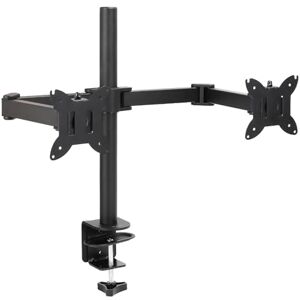 Amazon Basics Adjustable Dual Computer Monitor Arm Mount, Holds Monitors up to 32 Inches (81.3 cm), Black Amazon Basics Adjustable Dual Computer Monitor Arm Mount, Holds Monitors up to 32 Inches (81.3 cm), Black