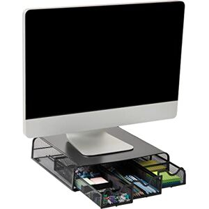 Mind Reader Monitor Stand, Ventilated Laptop Riser, Desktop Organizer, Storage, Metal Mesh, 13.25" L x 12.5" W x 3" H, Black Mind Reader Monitor Stand, Ventilated Laptop Riser, Desktop Organizer, Storage, Metal Mesh, 13.25" L x 12.5" W x 3" H, Black