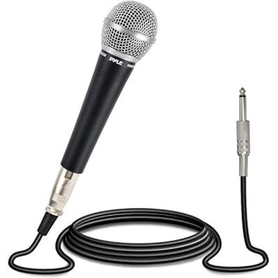 Pyle Microphone, Handheld Mic, Dynamic Moving Coil Cardioid, microphone for singing, Unidirectional Includes 4.5m XLR Audio Cable to 6.35 mm Audio Connection Compatible for Speaker-Karaoke-Amp-Mixer Pyle Microphone, Handheld Mic, Dynamic Moving Coil Cardioid, microphone for singing, Unidirectional Includes 4.5m XLR Audio Cable to 6.35 mm Audio Connection Compatible for Speaker-Karaoke-Amp-Mixer