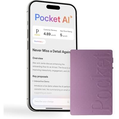 Pocket AI Voice Recorder, Auto Transcription, AI Note Taker, Baby Pink Recording Device, Action Items, Mind Maps, Ask , 4-Day Battery, MagSafe, iOS & Android Pocket AI Voice Recorder, Auto Transcription, AI Note Taker, Baby Pink Recording Device, Action Items, Mind Maps, Ask , 4-Day Battery, MagSafe, iOS & Android