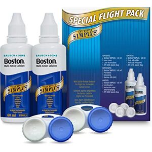 Boston Simplus Travel Contact Lens Solution, 2X 60ml Flight Pack Size, Multi-Action Solution for Rigid Gas Permeable Contact Lenses, Clean, Disinfect & Condition, 2X Lens Cases for Travel Convenience Boston Simplus Travel Contact Lens Solution, 2X 60ml Flight Pack Size, Multi-Action Solution for Rigid Gas Permeable Contact Lenses, Clean, Disinfect & Condition, 2X Lens Cases for Travel Convenience