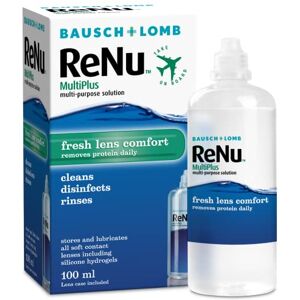 Renu MultiPlus Multi-Purpose Travel Contact Lens Solution, 100ml Flight Pack, for Soft Contact Lenses, Moisturise, Remove Protein, Clean, Disinfect, Lubricate, Rinse and Store, Lens Case Included Renu MultiPlus Multi-Purpose Travel Contact Lens Solution, 100ml Flight Pack, for Soft Contact Lenses, Moisturise, Remove Protein, Clean, Disinfect, Lubricate, Rinse and Store, Lens Case Included