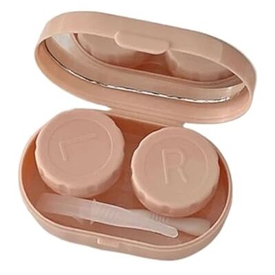 CVEVSFG 2pc Mini Solid Color Contact Lens Case Container Travel Holder Storage Eye with Mirror(Pink) CVEVSFG 2pc Mini Solid Color Contact Lens Case Container Travel Holder Storage Eye with Mirror(Pink)