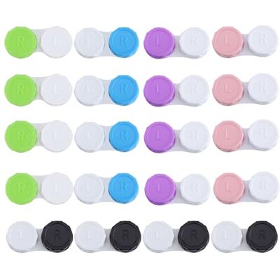 Makoto Nobu 20 Pcs Contact Lens Cases, Portable Contact Lens Container, Contacts Lenses Soaking Storage Case with L and R Caps, for Home Travel Outdoor(Blue,Black,Pink,Green,Purple) Makoto Nobu 20 Pcs Contact Lens Cases, Portable Contact Lens Container, Contacts Lenses Soaking Storage Case with L and R Caps, for Home Travel Outdoor(Blue,Black,Pink,Green,Purple)