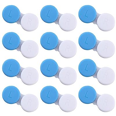 JIXIWANG 12 Pcs Contact Lens Cases Blue and White Contact Lens Holder Screw Top Safe Material Eye Contact Lens Container Box for Travel or At Home Protecting Eyes JIXIWANG 12 Pcs Contact Lens Cases Blue and White Contact Lens Holder Screw Top Safe Material Eye Contact Lens Container Box for Travel or At Home Protecting Eyes
