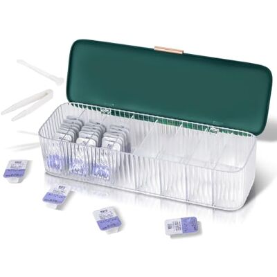 EHOTER Storage Organizer for Daily Colored Contact Lenses Disposable Contact Lens Dispenser Clear Plastic Box for All Brands Daily Lens (Green) EHOTER Storage Organizer for Daily Colored Contact Lenses Disposable Contact Lens Dispenser Clear Plastic Box for All Brands Daily Lens (Green)