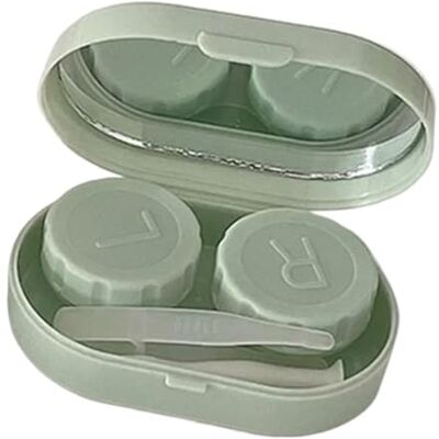 CVEVSFG 2pc Mini Solid Color Contact Lens Case Container Travel Holder Storage Eye with Mirror(Green) CVEVSFG 2pc Mini Solid Color Contact Lens Case Container Travel Holder Storage Eye with Mirror(Green)