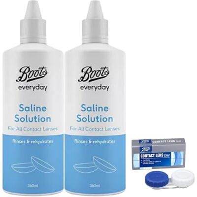 Boots Everyday 2X Saline Solution 360mL + 1x Contact Lens Case Bundle Boots Everyday 2X Saline Solution 360mL + 1x Contact Lens Case Bundle
