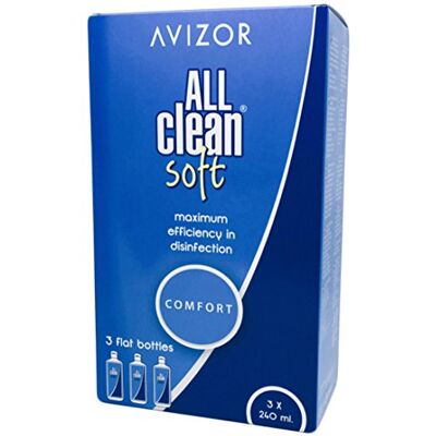 Avizor All Clean Soft Contact Lens Liquid. Unique Solution for Cleaning and disinfecting All Types of Soft Contact Lenses. 3 x 240 ml Avizor All Clean Soft Contact Lens Liquid. Unique Solution for Cleaning and disinfecting All Types of Soft Contact Lenses. 3 x 240 ml