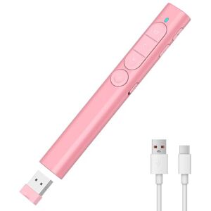 elzle Presentation Remote Control, Wireless Presenter Clicker, Rechargeable PowerPoint Clicker with Hyperlink & Volume Control, Compatible with Mac, PC, Laptops (Pink) elzle Presentation Remote Control, Wireless Presenter Clicker, Rechargeable PowerPoint Clicker with Hyperlink & Volume Control, Compatible with Mac, PC, Laptops (Pink)