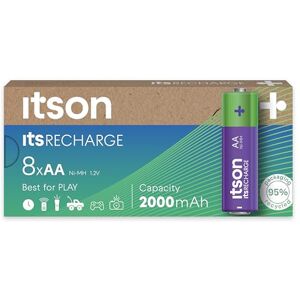 ITSON , AA rechargeable battery, pack of 8, min. capacity of 2000 mAh, pre-charged, packaging made of 95 Percent recycled materials, made in Japan, best for remote controls, torches, clocks ITSON , AA rechargeable battery, pack of 8, min. capacity of 2000 mAh, pre-charged, packaging made of 95 Percent recycled materials, made in Japan, best for remote controls, torches, clocks