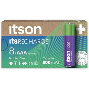 ITSON , AAA rechargeable battery, pack of 8, min. capacity of 800 mAh, pre-charged, packaging made of 95 Percent recycled materials, made in Japan, best for remote controls, torches, clocks ITSON , AAA rechargeable battery, pack of 8, min. capacity of 800 mAh, pre-charged, packaging made of 95 Percent recycled materials, made in Japan, best for remote controls, torches, clocks