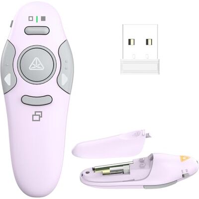 QUI Presentation Clicker Pointer, 328FT Wireless Presenter Remote PPT PowerPoint Clicker, 2.4GHz Presentation Pointer Slide Advancer for Mac, Laptop (Purple) QUI Presentation Clicker Pointer, 328FT Wireless Presenter Remote PPT PowerPoint Clicker, 2.4GHz Presentation Pointer Slide Advancer for Mac, Laptop (Purple)