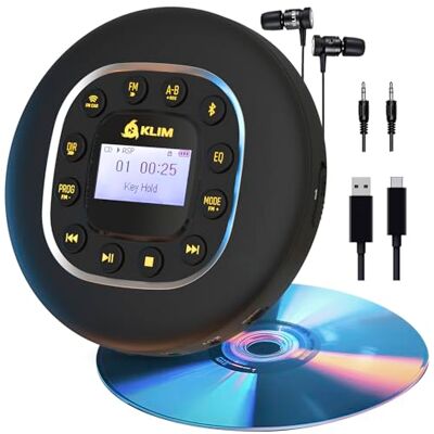 KLIM Journey Portable CD Player, Long Lasting Battery, Headphones and FM Radio Connects to Any Car via AUX, Bluetooth or SD Card, Plus Recording, Equalizer, Speed Control KLIM Journey Portable CD Player, Long Lasting Battery, Headphones and FM Radio Connects to Any Car via AUX, Bluetooth or SD Card, Plus Recording, Equalizer, Speed Control