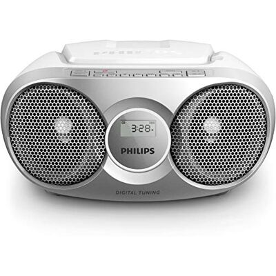 Philips Audio CD Player AZ215S/05 CD Player Radio (Dynamic Bass Boost, FM Digital Tuner, CD Shuffle/Repeat Function, 3 W, 3.5-mm Audio-In) Silver Philips Audio CD Player AZ215S/05 CD Player Radio (Dynamic Bass Boost, FM Digital Tuner, CD Shuffle/Repeat Function, 3 W, 3.5-mm Audio-In) Silver