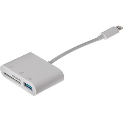 Maplin Lightning Connector Camera Download Adapter SD/MicroSD Card Reader/USB-A Port Maplin Lightning Connector Camera Download Adapter SD/MicroSD Card Reader/USB-A Port