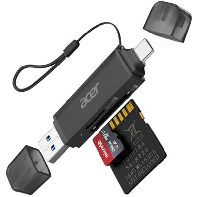 Acer SD Card Reader, USB C & USB 3.0 Memory Card Reader Adapter, Black Supports SD/Micro SD/SDHC/SDXC/MMC, Compatible with iPhone 17 16 Series, MacBook Pro/Air, iPad Pro, Galaxy S26, XPS 13, etc. Acer SD Card Reader, USB C & USB 3.0 Memory Card Reader Adapter, Black Supports SD/Micro SD/SDHC/SDXC/MMC, Compatible with iPhone 17 16 Series, MacBook Pro/Air, iPad Pro, Galaxy S26, XPS 13, etc.