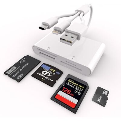 Bawanfa Plus Memory Stick Pro Duo Adapter for iPhone/Android/PC, 4 in 1 SD/TF/MS/XD Picture Card Reader with Lightning/USB/USB-C Connector Memory Card Reader, Memory Stick Pro Duo Reader for Sony Plug & Play Bawanfa Plus Memory Stick Pro Duo Adapter for iPhone/Android/PC, 4 in 1 SD/TF/MS/XD Picture Card Reader with Lightning/USB/USB-C Connector Memory Card Reader, Memory Stick Pro Duo Reader for Sony Plug & Play