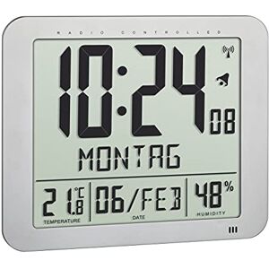 TFA Dostmann Radio-Controlled Digital Clock, 60.4516.54, with Room Climate, Written Day of the Week (10 Languages), 2 Alarm Functions, Table Clock or Hanging, (L) 248 x (W) 25 (73) x (H) 206 mm TFA Dostmann Radio-Controlled Digital Clock, 60.4516.54, with Room Climate, Written Day of the Week (10 Languages), 2 Alarm Functions, Table Clock or Hanging, (L) 248 x (W) 25 (73) x (H) 206 mm
