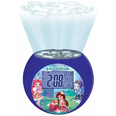 Lexibook Mattel Enchantimals Felicity Fox & Flick Radio projector clock, sound effects, battery-powered, Purple, RL975EC Lexibook Mattel Enchantimals Felicity Fox & Flick Radio projector clock, sound effects, battery-powered, Purple, RL975EC