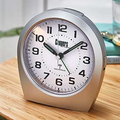 Coopers of Stortford Big Digit Radio Controlled Analogue Alarm Clock Silver, Self Adjusts, Large Clear Numbers H11cm Coopers of Stortford Big Digit Radio Controlled Analogue Alarm Clock Silver, Self Adjusts, Large Clear Numbers H11cm