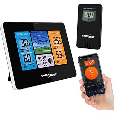 Green Blue GreenBlue GB215 Wireless WiFi Weather Station Outdoor Sensor Calendar Barometer Tuya Smart App IPX4 Green Blue GreenBlue GB215 Wireless WiFi Weather Station Outdoor Sensor Calendar Barometer Tuya Smart App IPX4