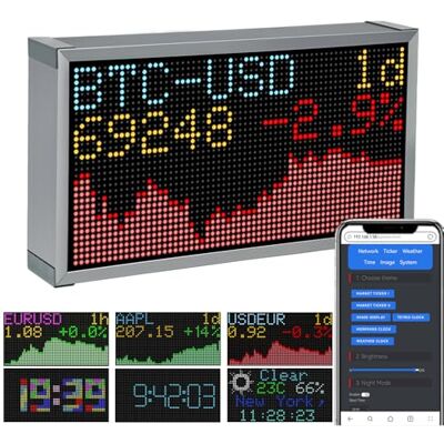 Vastarry Bitcoin Stock Ticker Monitor Display Digital Clock Weather, Temperature, Humidity, 64.32 Pixel Screen Vastarry Bitcoin Stock Ticker Monitor Display Digital Clock Weather, Temperature, Humidity, 64.32 Pixel Screen