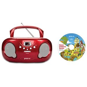 Groov-e Orginal Boombox & Kids Story CD Bundle Portable CD Player with Radio, 3.5mm Aux Port, & Headphone Socket CD Features 10 Classic Children's Stories Battery or Mains Powered Red Groov-e Orginal Boombox & Kids Story CD Bundle Portable CD Player with Radio, 3.5mm Aux Port, & Headphone Socket CD Features 10 Classic Children's Stories Battery or Mains Powered Red