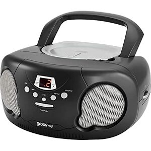 Groov-e Original Boombox Portable CD Player with Bluetooth, Radio, 3.5mm Aux Port, & Headphone Socket LED Display, 2 x 1.2W Speakers Battery or Mains Powered Black Groov-e Original Boombox Portable CD Player with Bluetooth, Radio, 3.5mm Aux Port, & Headphone Socket LED Display, 2 x 1.2W Speakers Battery or Mains Powered Black