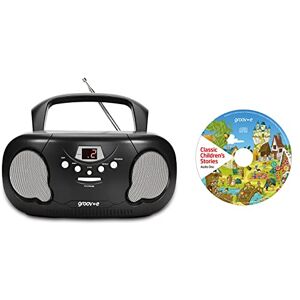 Groov-e Orginal Boombox & Kids Story CD Bundle Portable CD Player with Radio, 3.5mm Aux Port, & Headphone Socket CD Features 10 Classic Children's Stories Battery or Mains Powered Black Groov-e Orginal Boombox & Kids Story CD Bundle Portable CD Player with Radio, 3.5mm Aux Port, & Headphone Socket CD Features 10 Classic Children's Stories Battery or Mains Powered Black