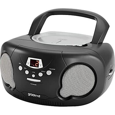 Groov-e Original Boombox Portable CD Player - Black - Radio Groov-e Original Boombox Portable CD Player - Black - Radio