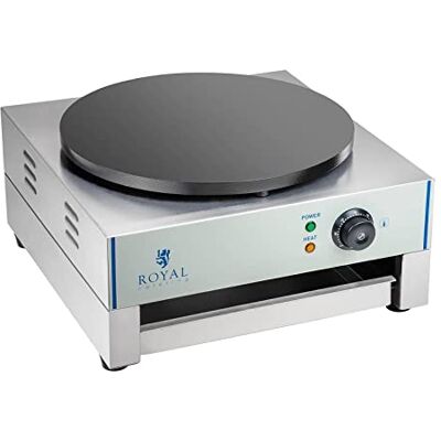 Royal Catering Crepes Maker, Stainless Steel, 3000 W Batter Distributor Included, Low-Maintenance, Pull-Out Compartment, 48 x 45 x 23.5 cm, 3,000 W, 40 cm Royal Catering Crepes Maker, Stainless Steel, 3000 W Batter Distributor Included, Low-Maintenance, Pull-Out Compartment, 48 x 45 x 23.5 cm, 3,000 W, 40 cm