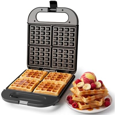 VonShef Waffle Maker Large 1400W – 4 Slice Waffle Maker Iron with Non-Stick Plates, Overheat Protection, Cool-Touch Handle & Indicator Lights, Quad Belgian & American Desserts Machine – Black VonShef Waffle Maker Large 1400W – 4 Slice Waffle Maker Iron with Non-Stick Plates, Overheat Protection, Cool-Touch Handle & Indicator Lights, Quad Belgian & American Desserts Machine – Black