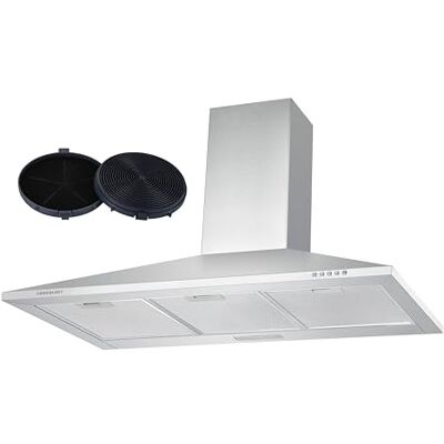 Cookology CH900SS/A 90cm Chimney Cooker Hood Extractor Fan with CF150 Carbon Filters, Energy Rated A, 3 Speed, Kitchen Wall Mounted 900mm, Adjustable Height, Air Recirculating Stainless Steel Cookology CH900SS/A 90cm Chimney Cooker Hood Extractor Fan with CF150 Carbon Filters, Energy Rated A, 3 Speed, Kitchen Wall Mounted 900mm, Adjustable Height, Air Recirculating Stainless Steel
