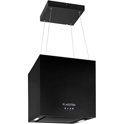 KLARSTEIN Kronleuchter Island Hood Island Cooker, Kitchen Extractor Fan, Ceiling Hood with LED Touch Display, 3 Power Levels, 45 cm, Black KLARSTEIN Kronleuchter Island Hood Island Cooker, Kitchen Extractor Fan, Ceiling Hood with LED Touch Display, 3 Power Levels, 45 cm, Black