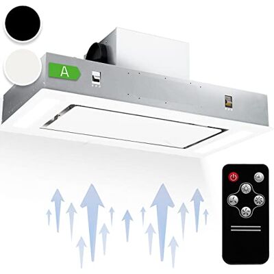 KLARSTEIN Remy Island Cooker Hood, Kitchen Extractor Fan, Extractor Hood, Substructure hood, Ceiling hood and bull; 90 cm, Touch, Cooking surface lighting; up to 620 m³/h Remote control, White KLARSTEIN Remy Island Cooker Hood, Kitchen Extractor Fan, Extractor Hood, Substructure hood, Ceiling hood and bull; 90 cm, Touch, Cooking surface lighting; up to 620 m³/h Remote control, White