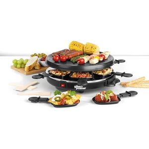 GILES & POSNER Electric Round Raclette Grill Indoor Tabletop 6 Person Raclette, Non-Stick Grill Pans, Includes Spatulas, Approx. Plate Size 29 cm, 800 W, Party Food Machine, Buffet GILES & POSNER Electric Round Raclette Grill Indoor Tabletop 6 Person Raclette, Non-Stick Grill Pans, Includes Spatulas, Approx. Plate Size 29 cm, 800 W, Party Food Machine, Buffet