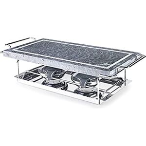 IBILI Grill Acero Inoxidable-Medidas 37 x 18 cm-Incluye Piedra con Soporte, Bandeja y 2 lamparillas, Plata (755000) IBILI Grill Acero Inoxidable-Medidas 37 x 18 cm-Incluye Piedra con Soporte, Bandeja y 2 lamparillas, Plata (755000)