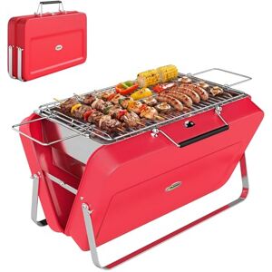 Outsunny Portable Mini Charcoal Barbecue Grill with Suitcase Shell, Outdoor Folding Tabletop BBQ Grill for Garden Camping Picnic Party, Red Outsunny Portable Mini Charcoal Barbecue Grill with Suitcase Shell, Outdoor Folding Tabletop BBQ Grill for Garden Camping Picnic Party, Red