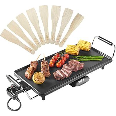 VonShef Teppanyaki Grill Large 2000W Electric Griddle with Non-Stick Plate, Easy Clean BBQ Table Top Grill, Adjustable Temperature, Oil Drip Tray & 8 Spatulas Meat, Vegetables & Fish, 46x26x10cm VonShef Teppanyaki Grill Large 2000W Electric Griddle with Non-Stick Plate, Easy Clean BBQ Table Top Grill, Adjustable Temperature, Oil Drip Tray & 8 Spatulas Meat, Vegetables & Fish, 46x26x10cm