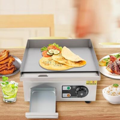 BOOZXCV 14 Inch Electric Griddle,2000W Commercial Restaurant Teppanyaki Grill,Non-Stick Stainless Steel Flat Top Grill for Home or Restaurant Use BOOZXCV 14 Inch Electric Griddle,2000W Commercial Restaurant Teppanyaki Grill,Non-Stick Stainless Steel Flat Top Grill for Home or Restaurant Use
