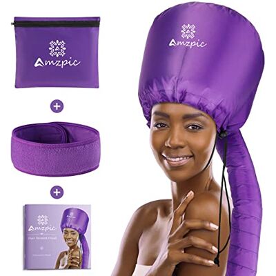 Amzpic Bonnet Hood Hair Dryer Attachment Soft, Adjustable, Extra Large for Speeding Up Drying Time at Home, Easy to Use for Styling, Curling and Deep Conditioning (Purple) Amzpic Bonnet Hood Hair Dryer Attachment Soft, Adjustable, Extra Large for Speeding Up Drying Time at Home, Easy to Use for Styling, Curling and Deep Conditioning (Purple)