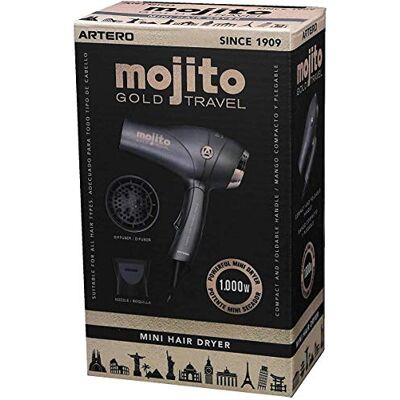 Artero Mojito - Travel Hair Dryer - Foldable, Diffuser, 1000W Artero Mojito - Travel Hair Dryer - Foldable, Diffuser, 1000W