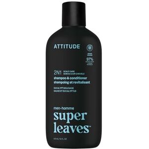 ATTITUDE Men's Shampoo and Conditioner 2-in-1, Scalp Care for Build Up and Oily Hair, 97% Natural Origin Ingredients, EWG Verified, Eucalyptus & Sage, 415 mL ATTITUDE Men's Shampoo and Conditioner 2-in-1, Scalp Care for Build Up and Oily Hair, 97% Natural Origin Ingredients, EWG Verified, Eucalyptus & Sage, 415 mL