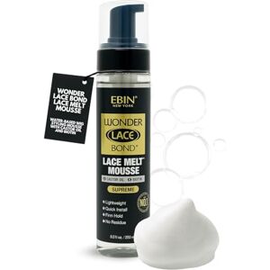 EBIN NEW YORK Wonder Lace Bond Lace Melt Mousse 250ml Extreme Firm Hold (Supreme) Biotin + Castor Oil No Residue, Long Lasting Formula with Protecting Edges, Gives Undetectable and Natural Look EBIN NEW YORK Wonder Lace Bond Lace Melt Mousse 250ml Extreme Firm Hold (Supreme) Biotin + Castor Oil No Residue, Long Lasting Formula with Protecting Edges, Gives Undetectable and Natural Look