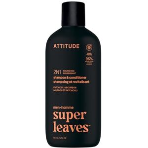 ATTITUDE Men's Shampoo and Conditioner 2-in-1, Nourishing For Dry Hair and Scalp, With Panthenol and Ginseng, 97% Natural Origin Ingredients, EWG Verified, Patchouli & Bourbon, 415 mL ATTITUDE Men's Shampoo and Conditioner 2-in-1, Nourishing For Dry Hair and Scalp, With Panthenol and Ginseng, 97% Natural Origin Ingredients, EWG Verified, Patchouli & Bourbon, 415 mL