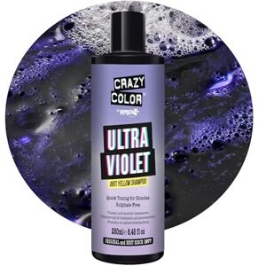 Crazy Color Ultra Violet Anti Yellow Shampoo Tone Blonde Hair and Neutralise Brassy Tones For Ash, Champagne, Pearl Blondes. Bleached and Natural Hair. Vegan, Cruelty & Sulphate Free, 250ml Crazy Color Ultra Violet Anti Yellow Shampoo Tone Blonde Hair and Neutralise Brassy Tones For Ash, Champagne, Pearl Blondes. Bleached and Natural Hair. Vegan, Cruelty & Sulphate Free, 250ml