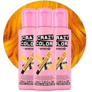 Crazy Color Vibrant Anarchy UV Semi-Permanent Trio Hair Dye. Highly Pigmented Orange UV Conditioning & Oil Nourishing Vegan Formula No Bleach or Ammonia 300ml Crazy Color Vibrant Anarchy UV Semi-Permanent Trio Hair Dye. Highly Pigmented Orange UV Conditioning & Oil Nourishing Vegan Formula No Bleach or Ammonia 300ml